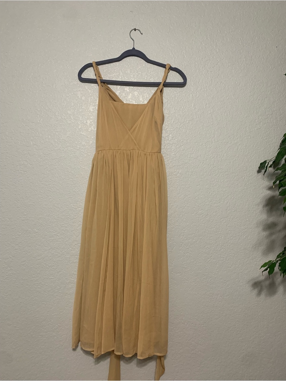 ASOS Camel Sleeveless Chiffon Maxi Dress